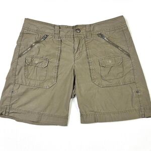 Athleta Coastal Cargo Shorts Women's 8 Olive Green Outdoor Hiking Zip Pocket